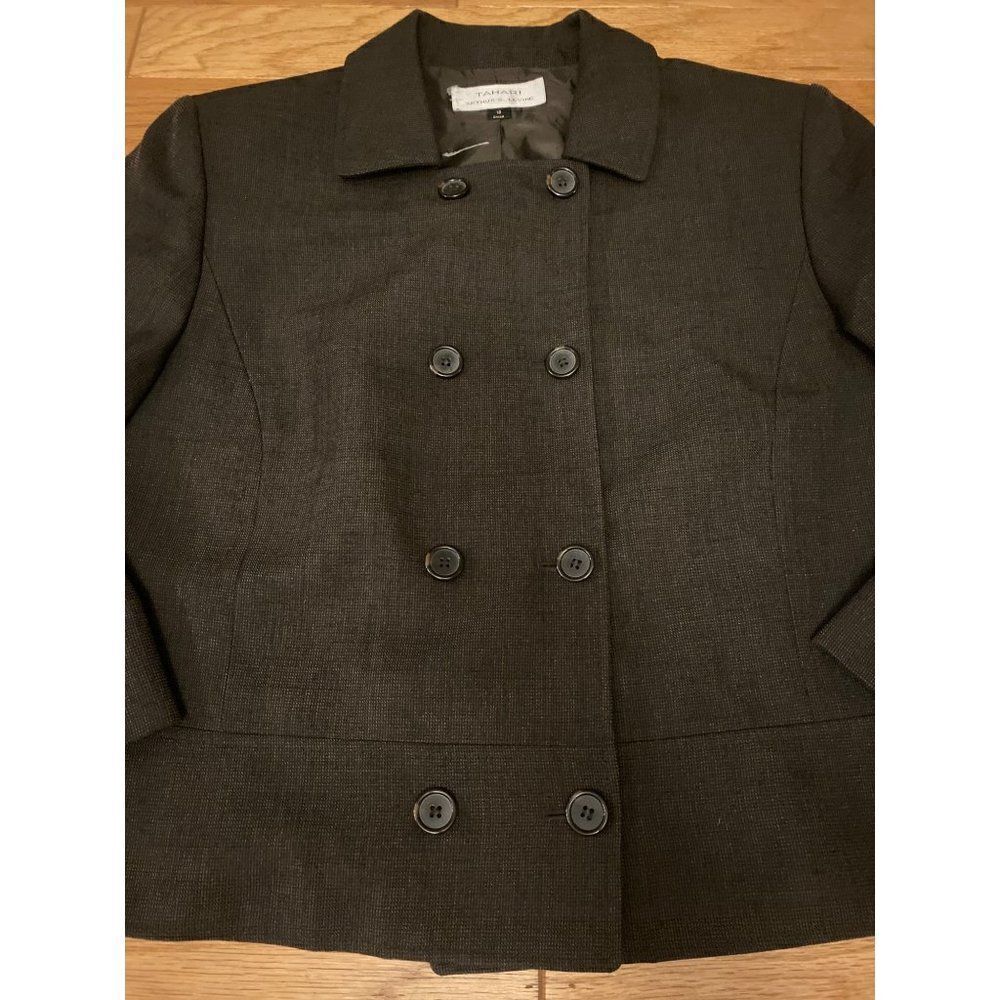 Tahari, Women's Basic Black Double Button Front C… - image 2